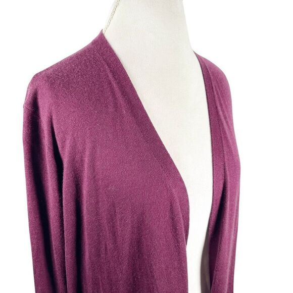 Chicos Red Wine Open Cardigan Long Length Touch of Cashmere Size 3 = XL NEW - Picture 9 of 10